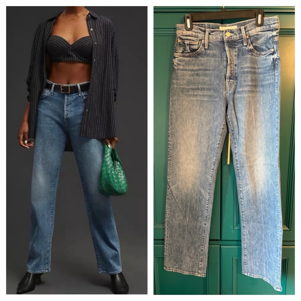 MOTHER SUPERIOR The Ditcher Heel Jeans Size 26 High-Rise Straight Premium Denim